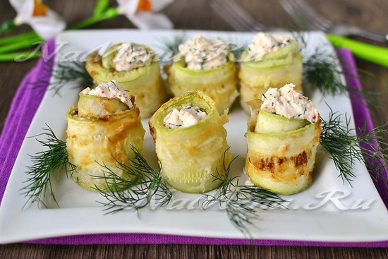 Рулетики из кабачков с разными начинками: рецепты с фото пошагово