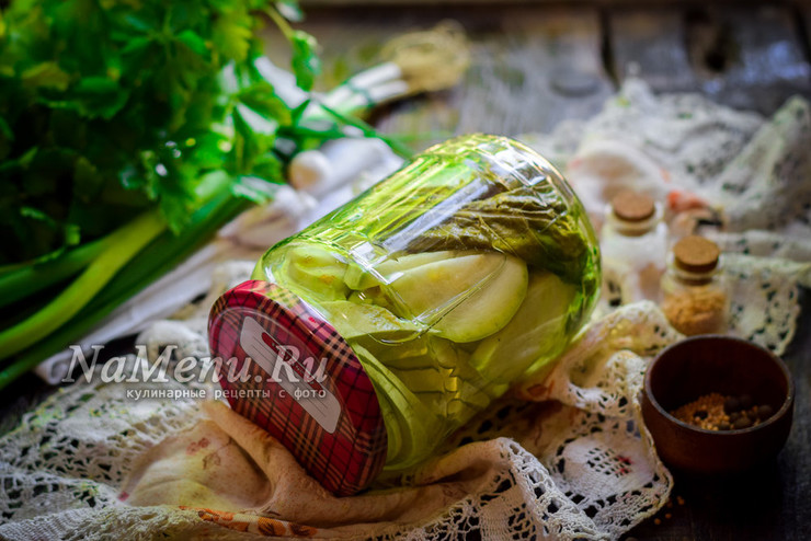 Хрустящие маринованные кабачки с лимонной кислотой на 1 литр
