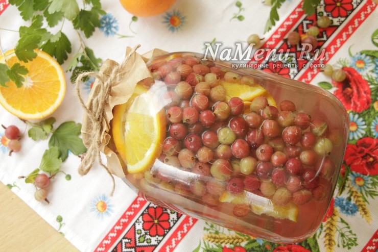 Компот из крыжовника с апельсином на зиму