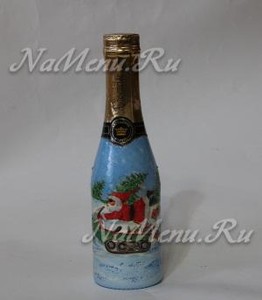 Декупаж шампанского к Новому году