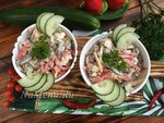 Салат Бахор с говядиной и овощами без майонеза