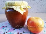 Яблочное варенье с мятой, приготовленное в хлебопечке