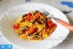 Спагетти алла китарра с тунцом, баклажаном и помидорками черри