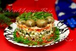 Праздничный салат «Грибная поляна» с корейской морковью