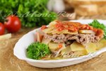Картошка, запеченная с фаршем в духовке