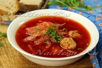 Красный борщ с фрикадельками