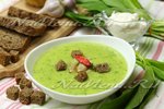 Картофельный суп-пюре с черемшой и шкварками