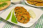 Овощные оладьи с соусом из черемши