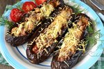 Баклажаны запеченные в духовке с помидорами и сыром и фаршем