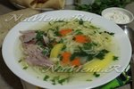 Суп с домашней лапшой на курином бульоне