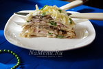 Блинный торт с курицей и грибами